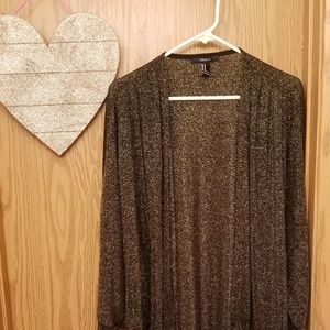 Forever 21 Gold Sparkle Cardigan Sweater